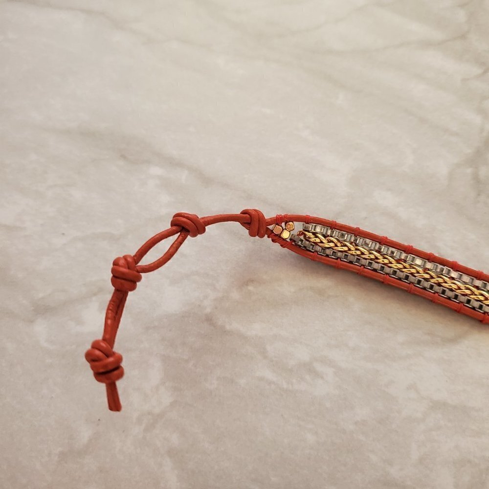 🧡 Stella and Dot Orange Cord Button Adjustable Box Chain Bracelet 🧡 - Picture 10 of 11